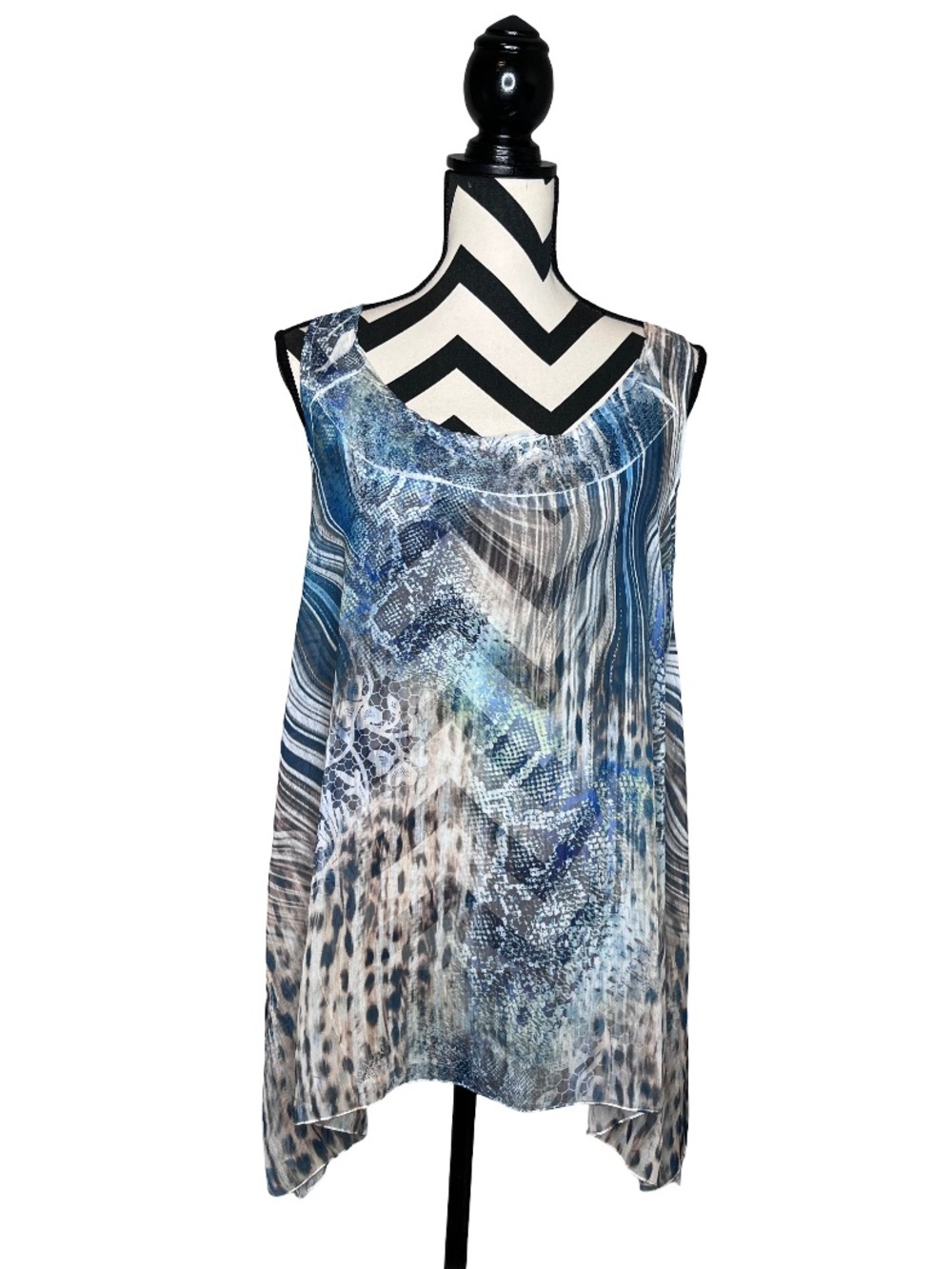 Fairycore Whimsigoth Sheer Lightweight Boho Sleeveless Blouse Sz L